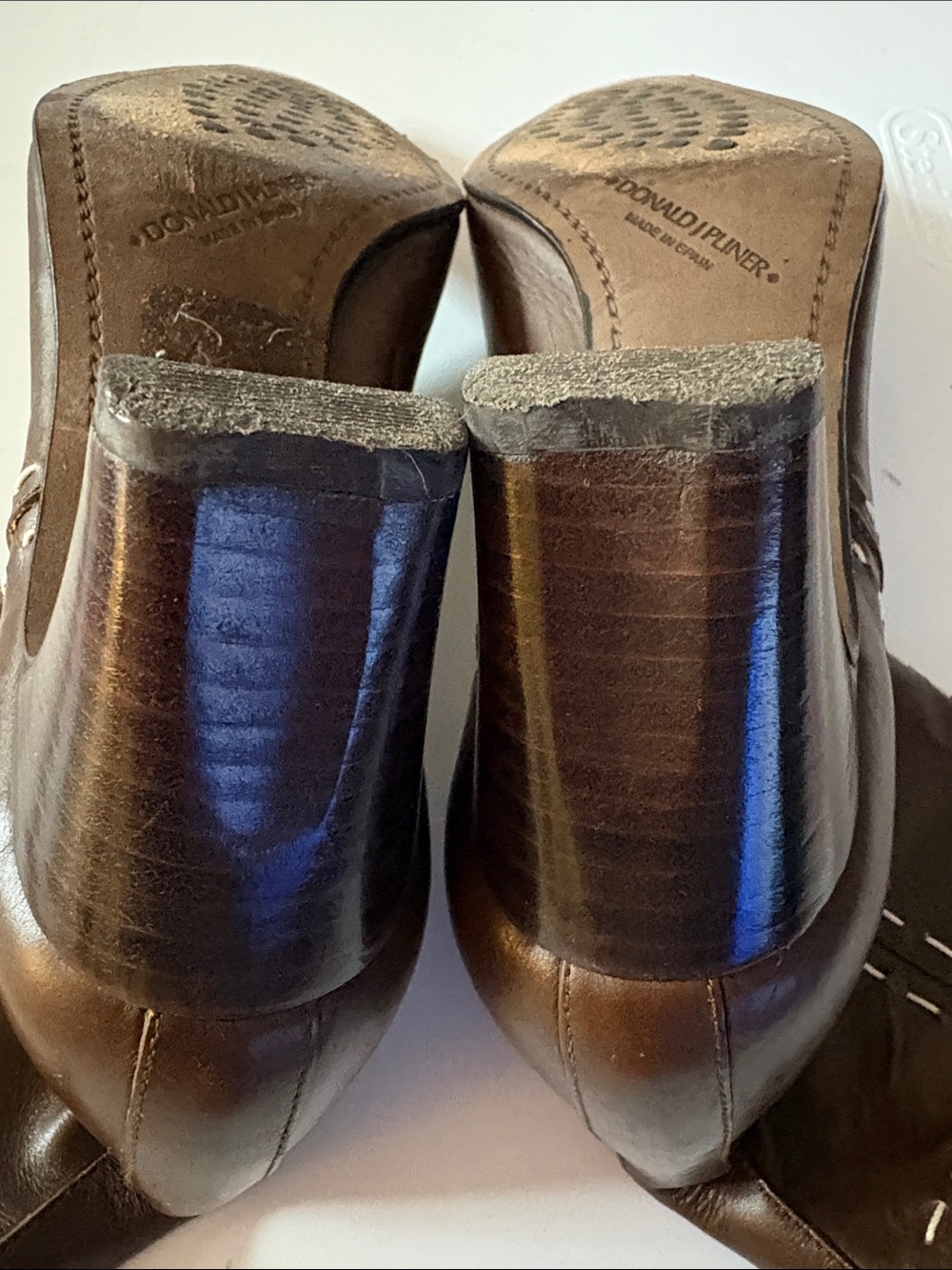 Donald J. Pliner Brown Leather Ankle Boots with Contrast Stitching - Picture 6 of 14